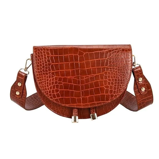 CrocLuxe Exotic PU Semicircle Clutch Bag