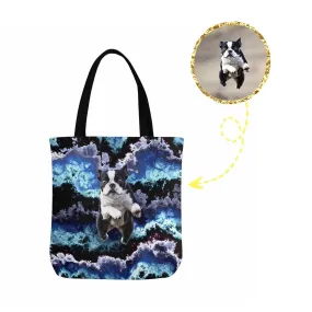 Custom Dog in Cloud Canvas Tote Bag