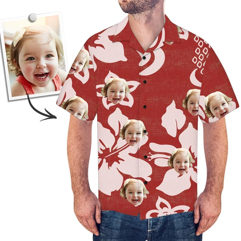 Custom Hawaiian Shirts with Face UK All Over Print Red Hawaiian Shirt Petal