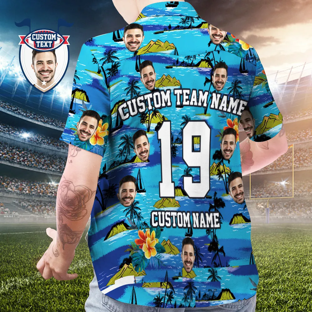 Custom Printed Hawaiian Shirt for Fans Personalised Face and Text Hawaiian Shirt Gift for fans - Mountains Design