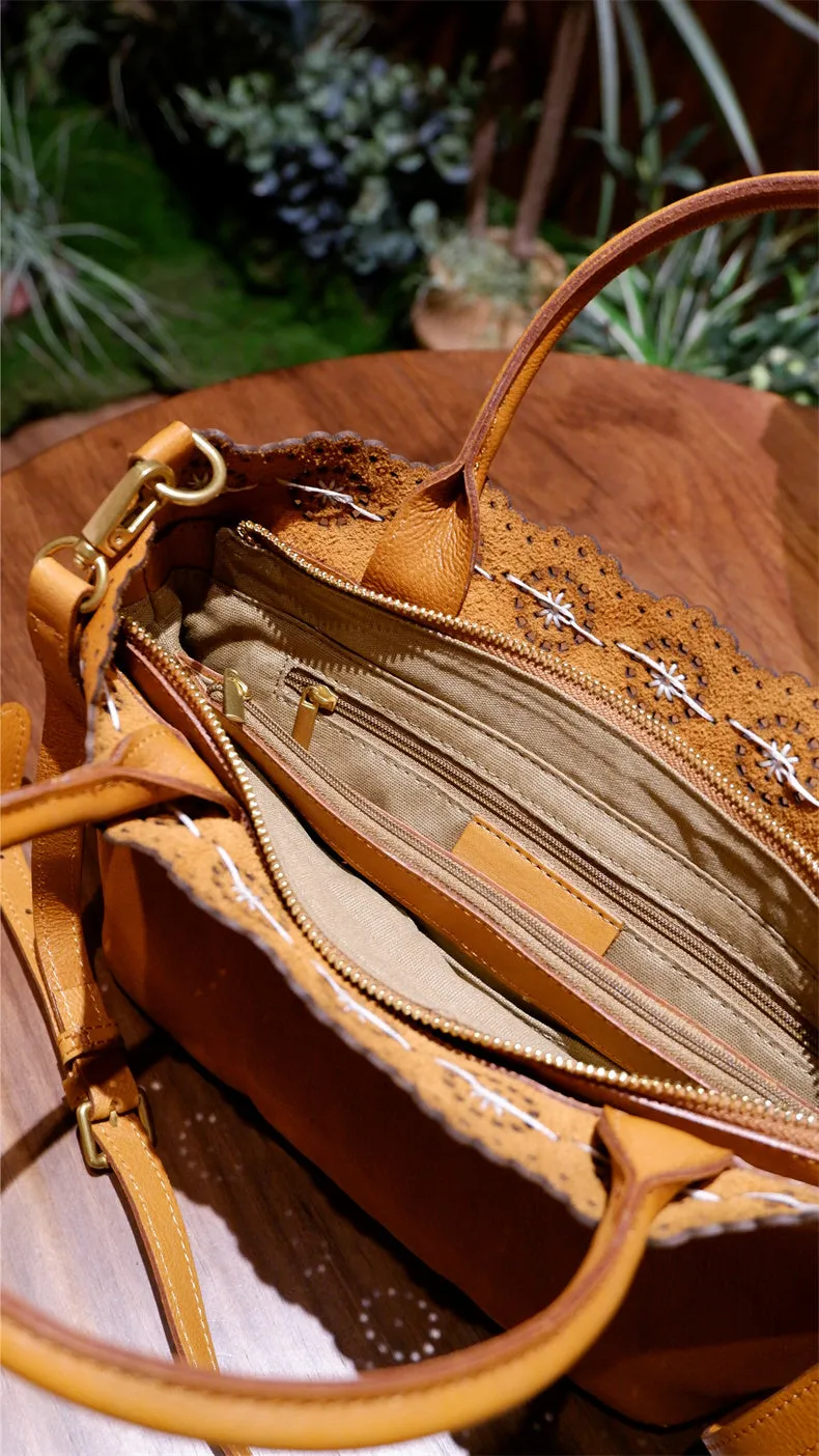 Cute Women's Small Crossbody Purse Brown Leather Shoulder Bag