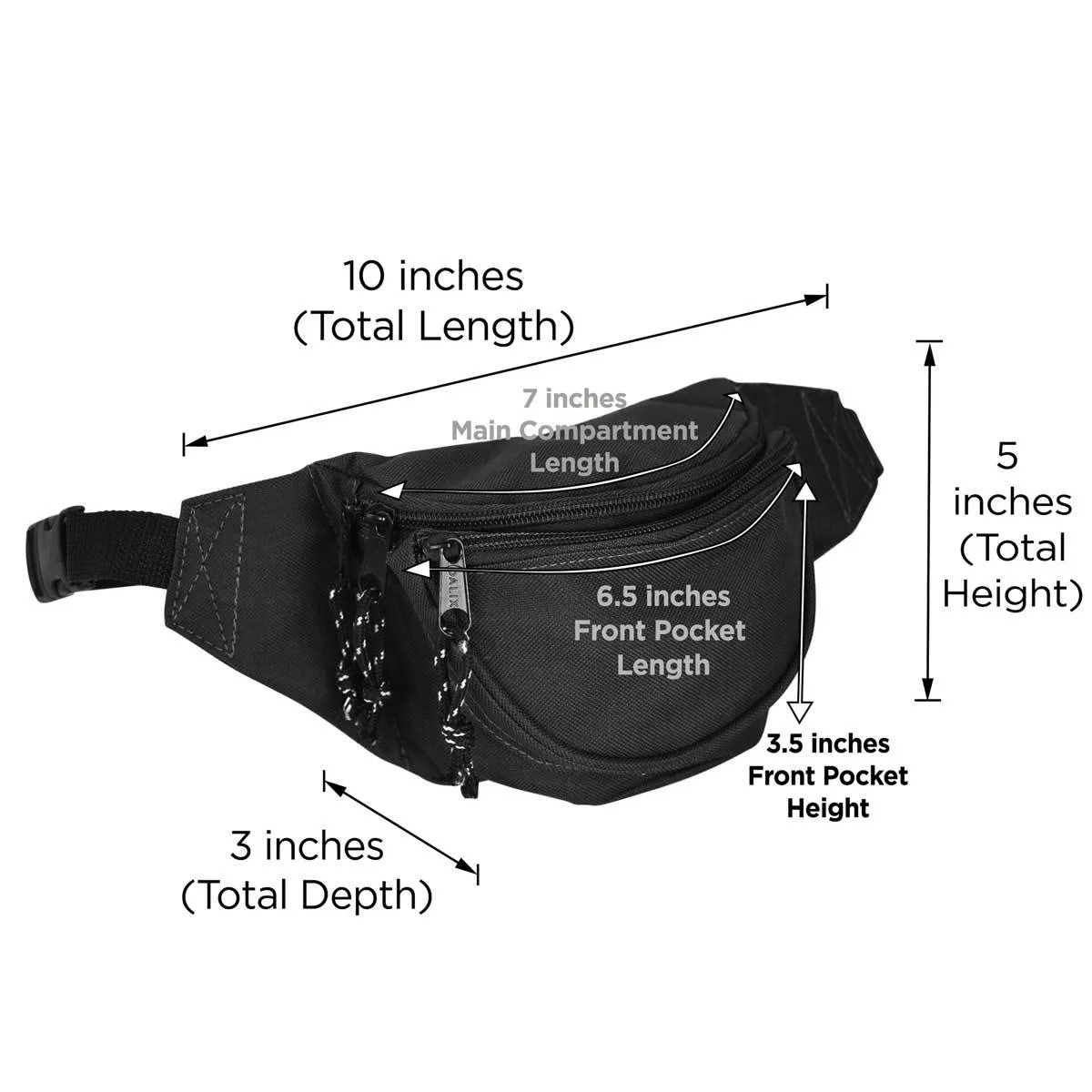 Dalix Round Fanny Pack w/ 3 Pockets