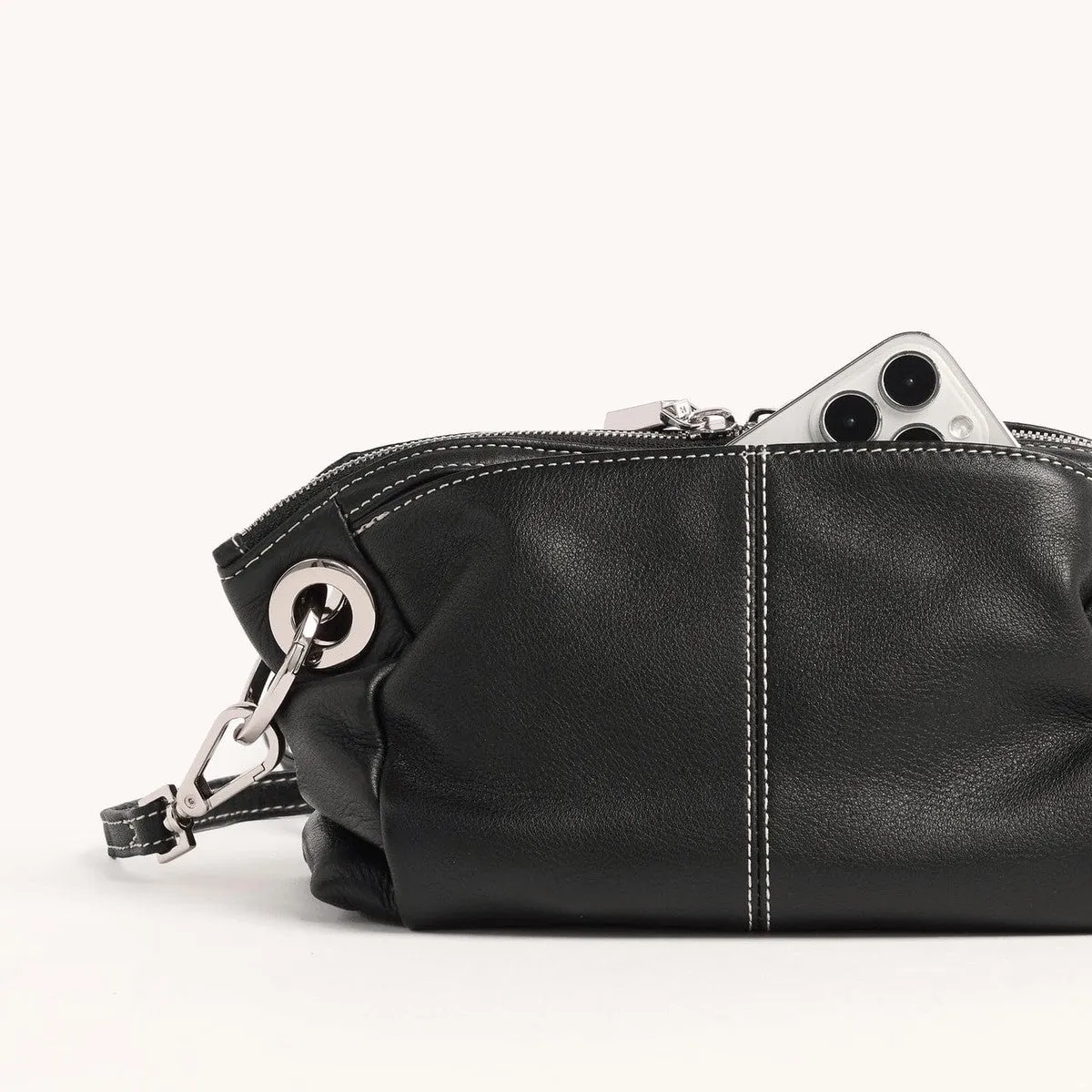 DANIEL CROSSBODY CLUTCH SML - Tempo Black/Silver