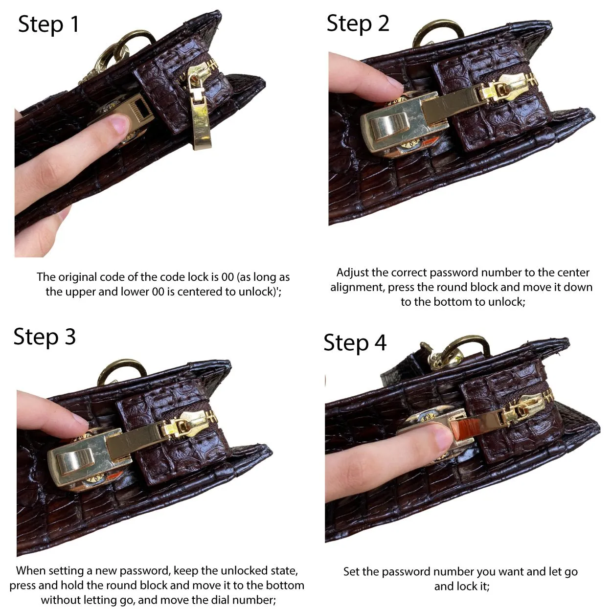 Dark Brown Alligator Mens Big Wristlet Clutch Purse Business Bag Premium Crocodile Handbag RFID Blocking CLUT03