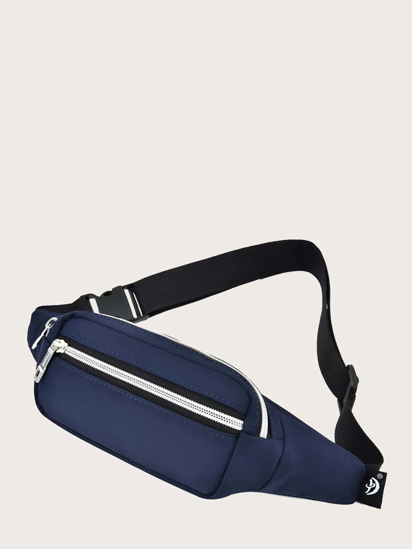 Double Zipper Buckle Decor Fanny Pack