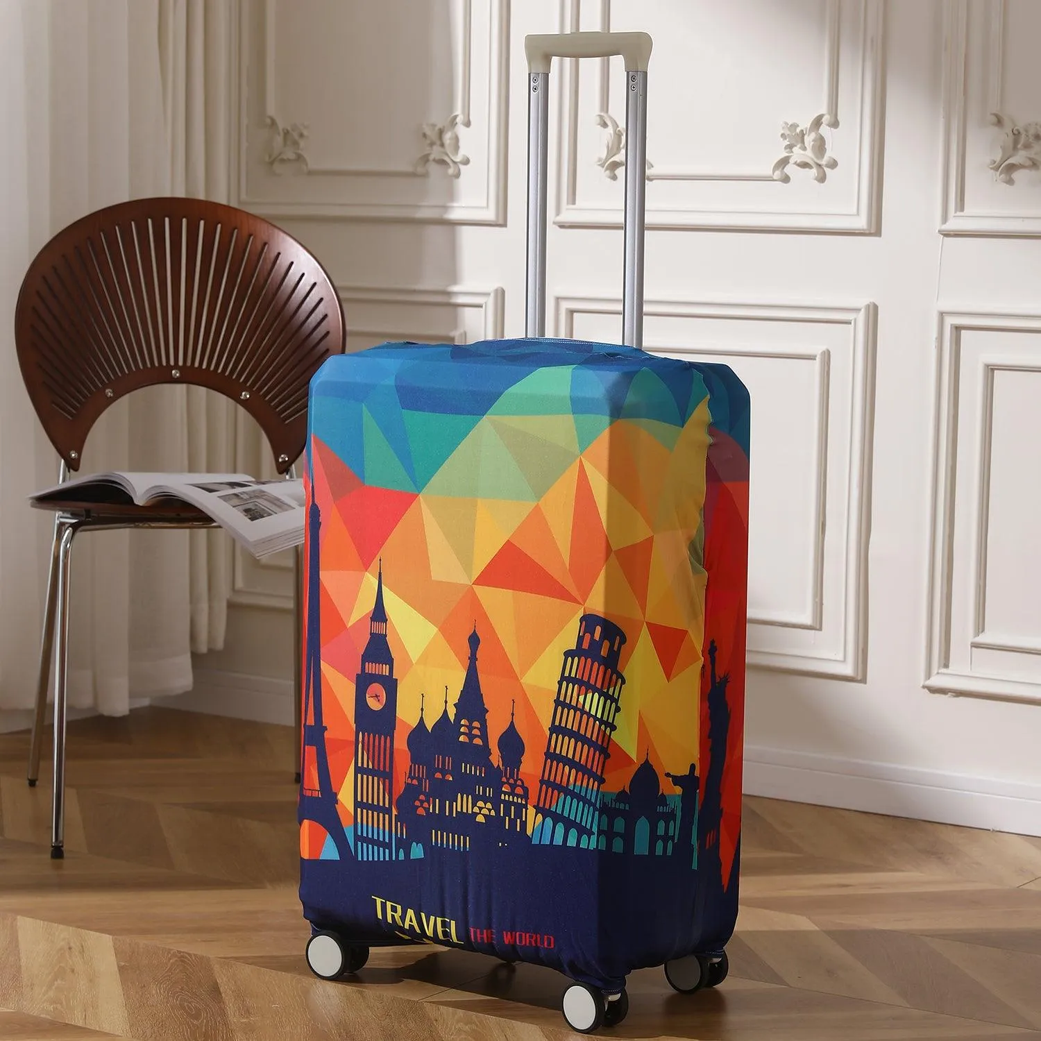 Durable 180 GSM Suitcase Covers S/M/L -Size for Trolley Suitcase, Multicolor Across Globe