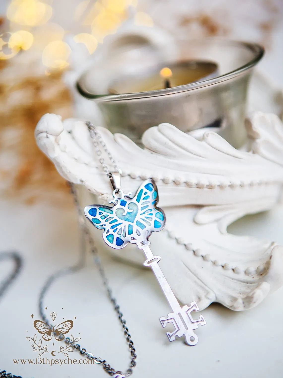 Fairytale Blue butterfly key necklace