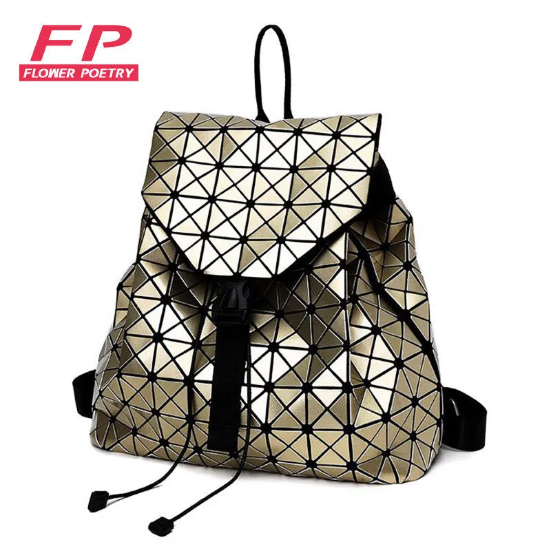 Fashion Women Drawstring Backpack Diamond Lattice Geometry Quilted Ladies Backpack Sac Bag For Teenage girl Bao Bao School Bags