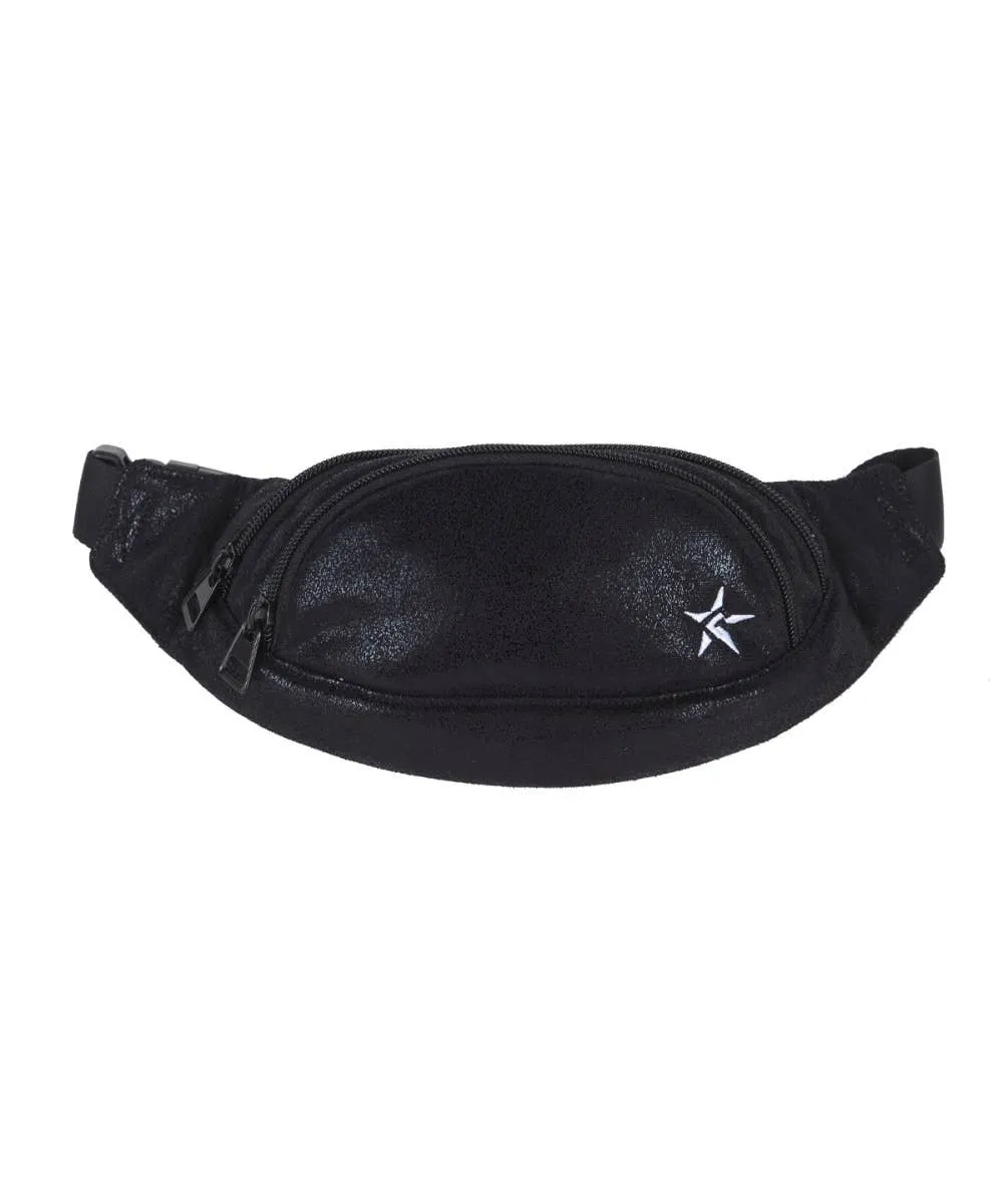 Faux Suede in Black Youth Rebel Fanny Pack with Black Zipper