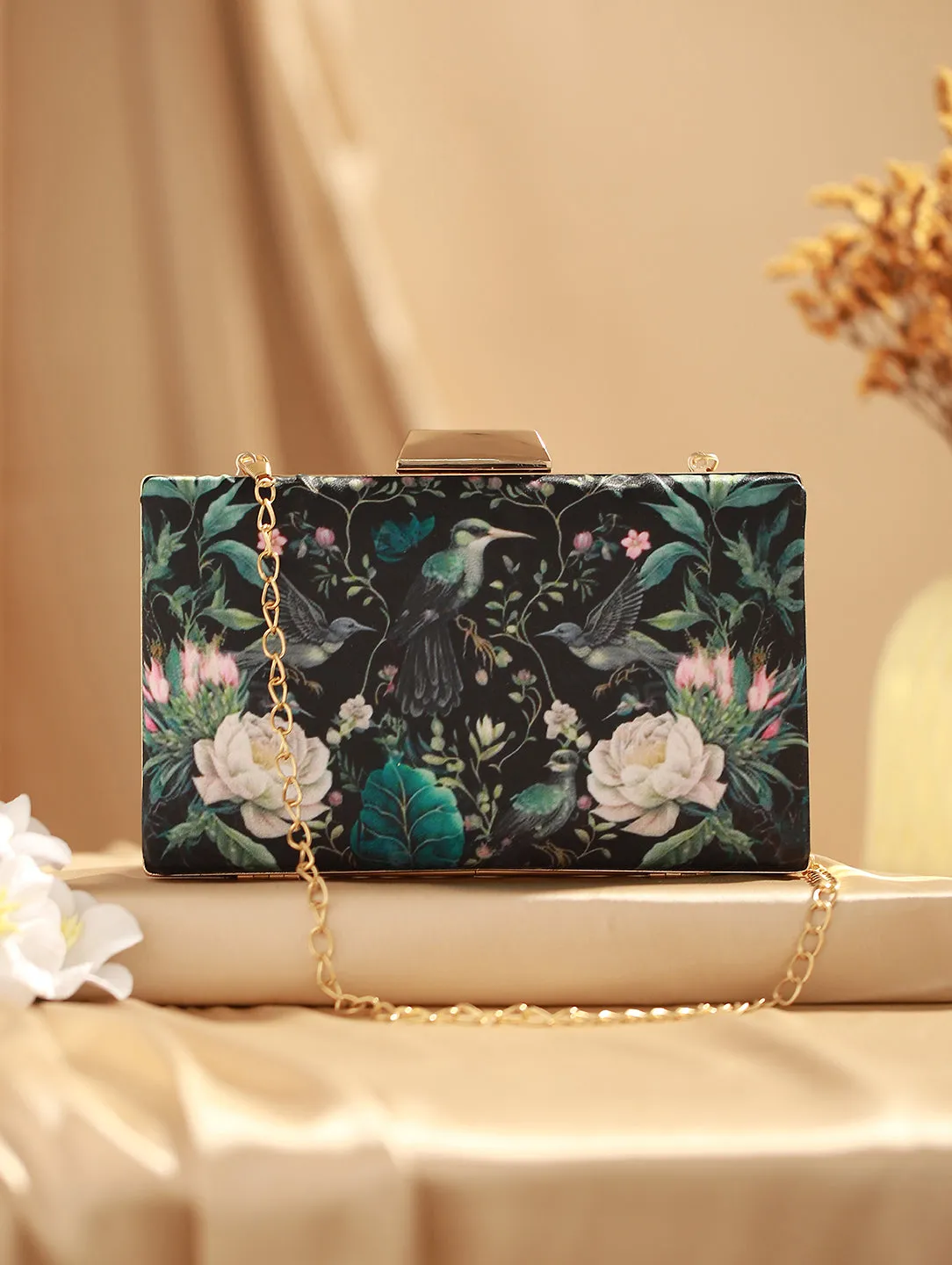 Floral Printed Box Clutch