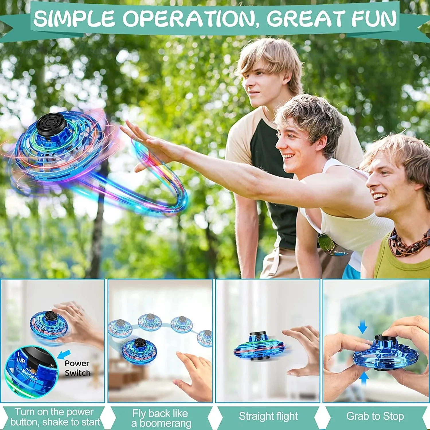 Flying Spinner Mini Drone, Mini Flying Ball Toys,With 360 Fly Rotating