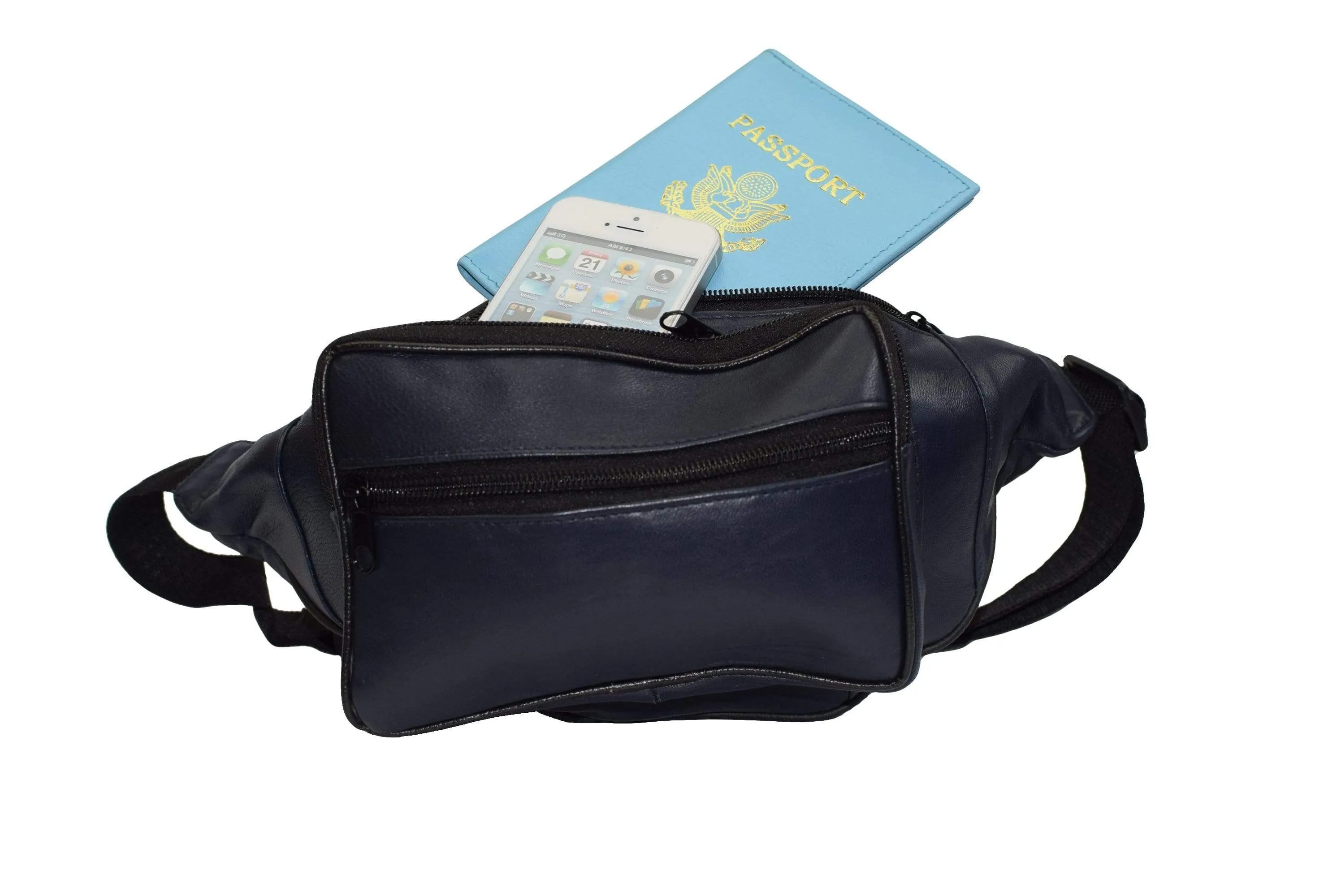 Genuine Leather Waist Fanny Pack Belt Bag Pouch Travel Hip Purse Men Women Many Colors 005C (C)