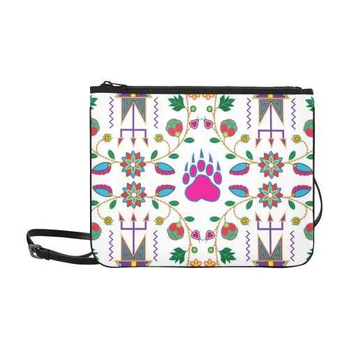 Geometric Floral Fall-White Slim Clutch Bag