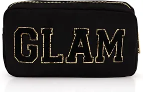 GLAM Black Nylon Varsity Pouch