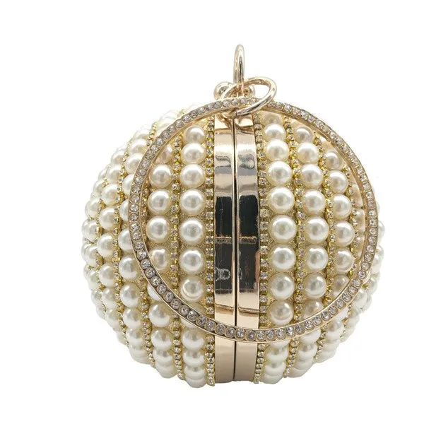 Gold Pearl Ball Evening Bag