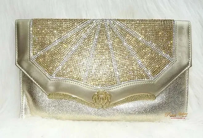 Gold Rectangle Beautiful Party Evening Cocktail Clutch Purse