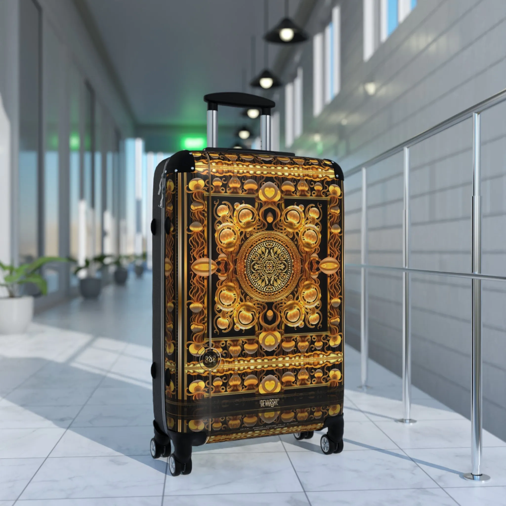 Golden Mushrooms Suitcase Rococo Travel Luggage Carry-on Suitcase Hard Shell Suitcase in 3 Sizes | D20181