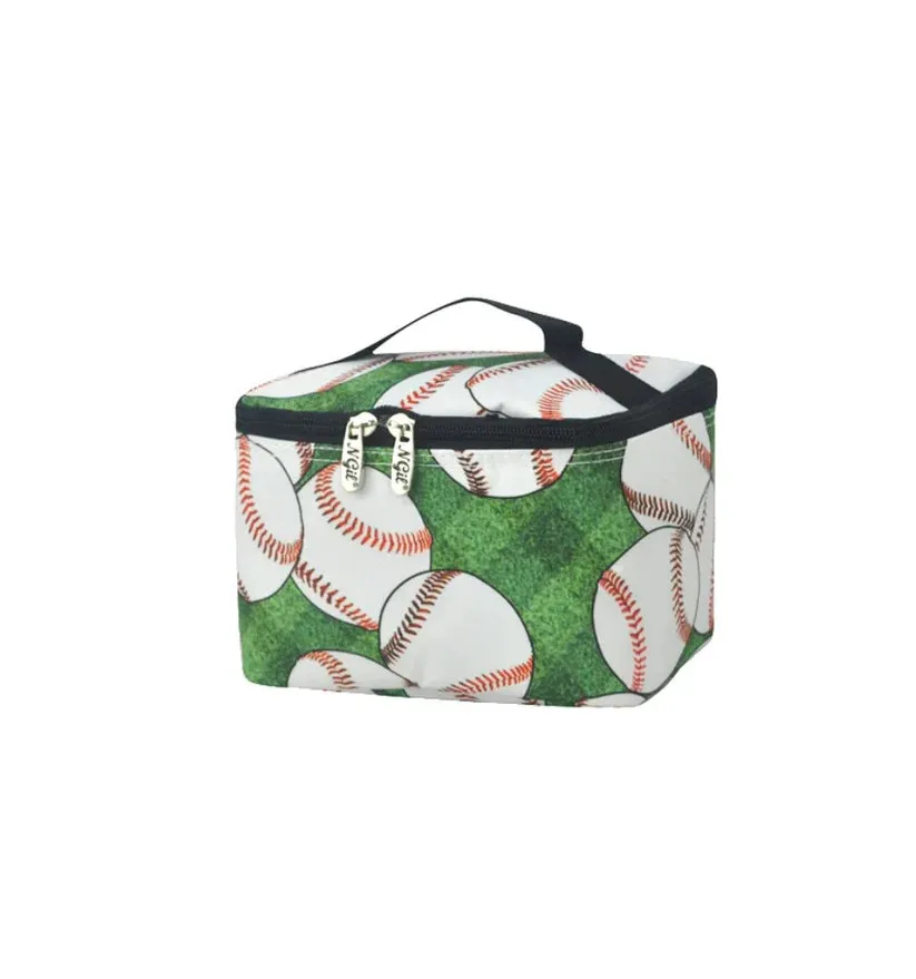 Green Baseball Canvas Cosmetic Bag