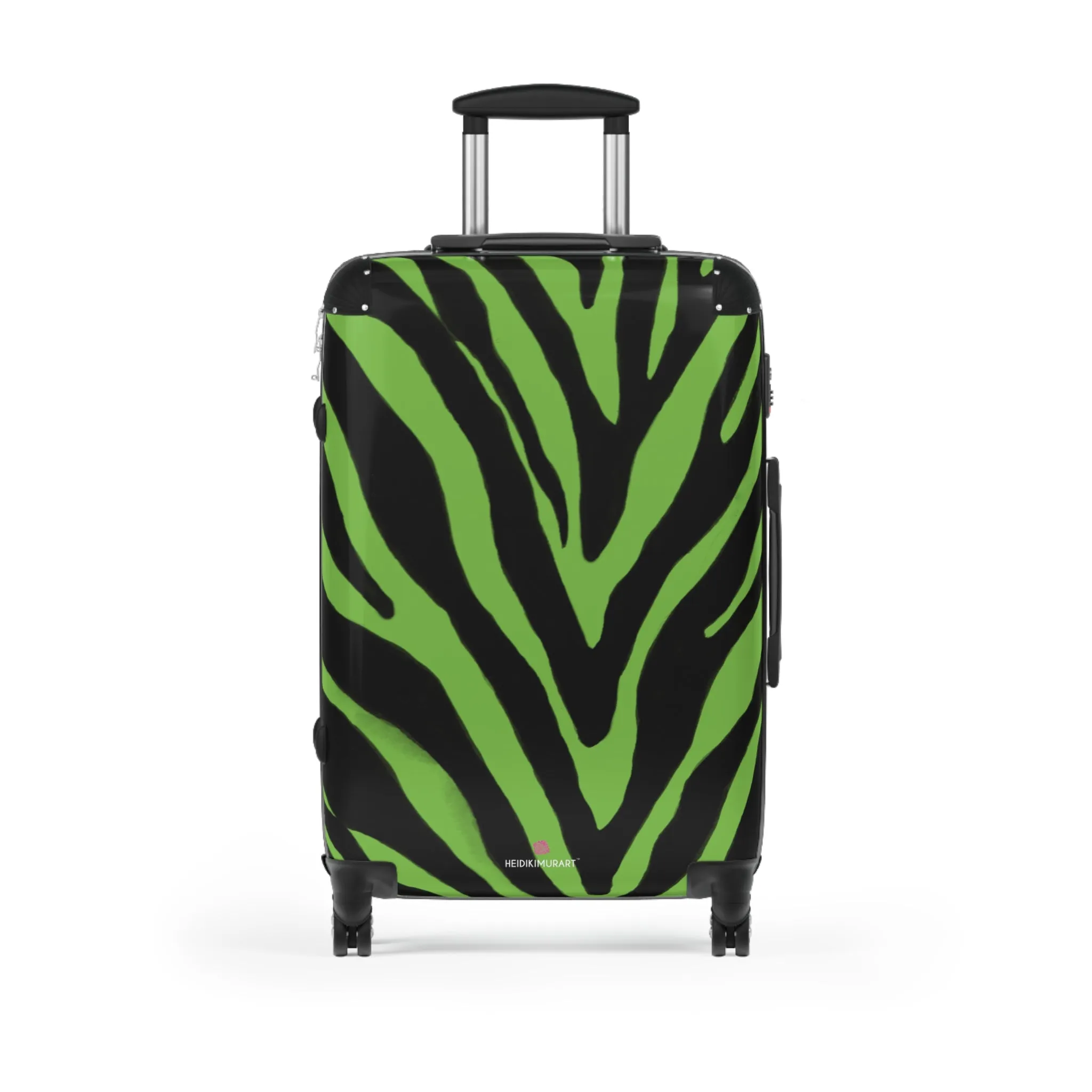 Green Zebra Print Best Suitcases, Black and Green Zebra Print Travel Bag Suitcases (Small, Medium, Large)