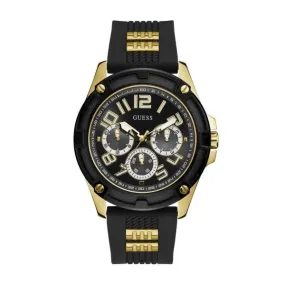 Guess Delta Black Silicone Strap Black Dial Quartz Watch for Gents - GW0051G2