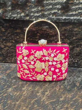 Hand Embroidery Box Clutch