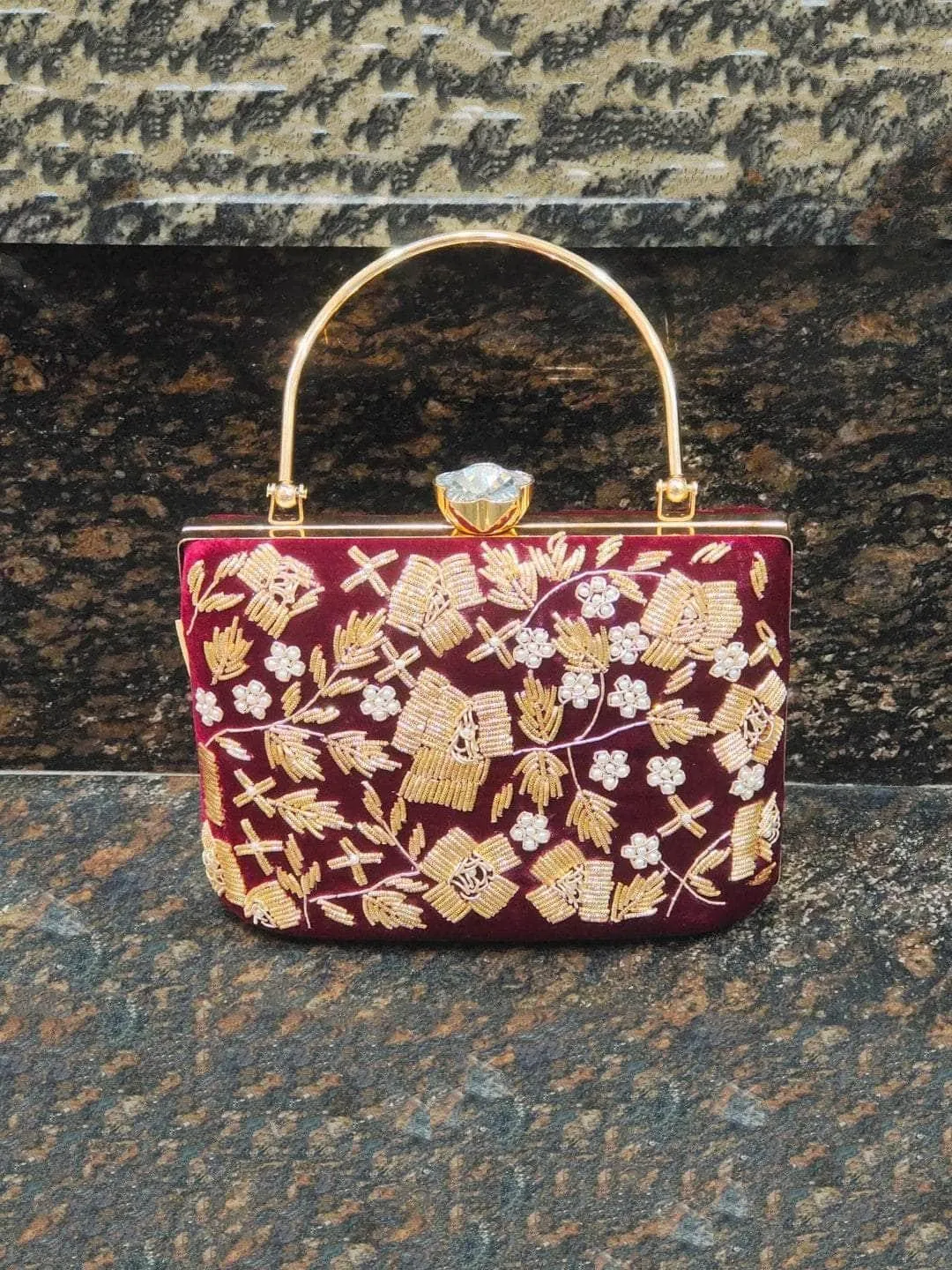 Hand Embroidery Box Clutch