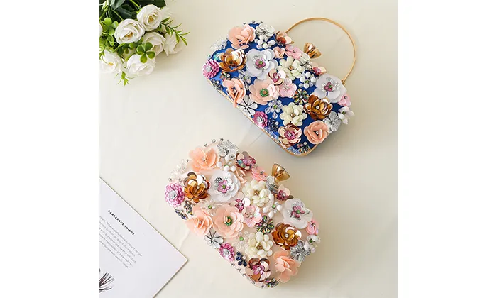 Handmade Flower Beaded Clutch