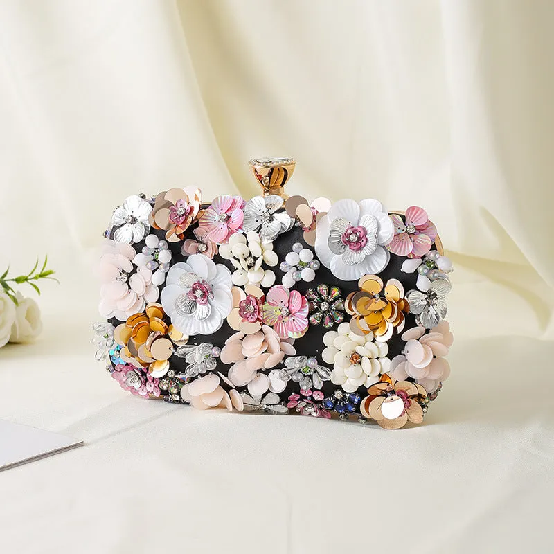 Handmade Flower Beaded Clutch