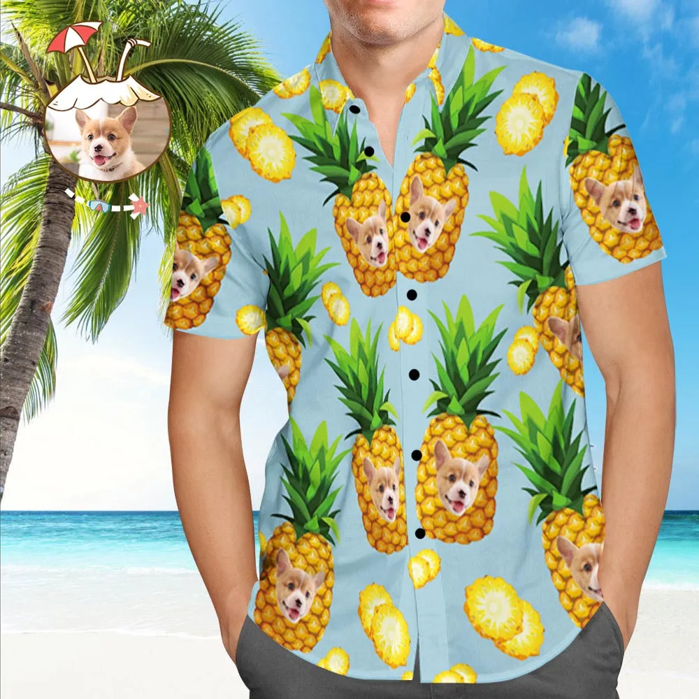 Hawaiian Shirt with Dog on It Pineapple Hawaiian Shirt with Face Custom Tropical Shirts