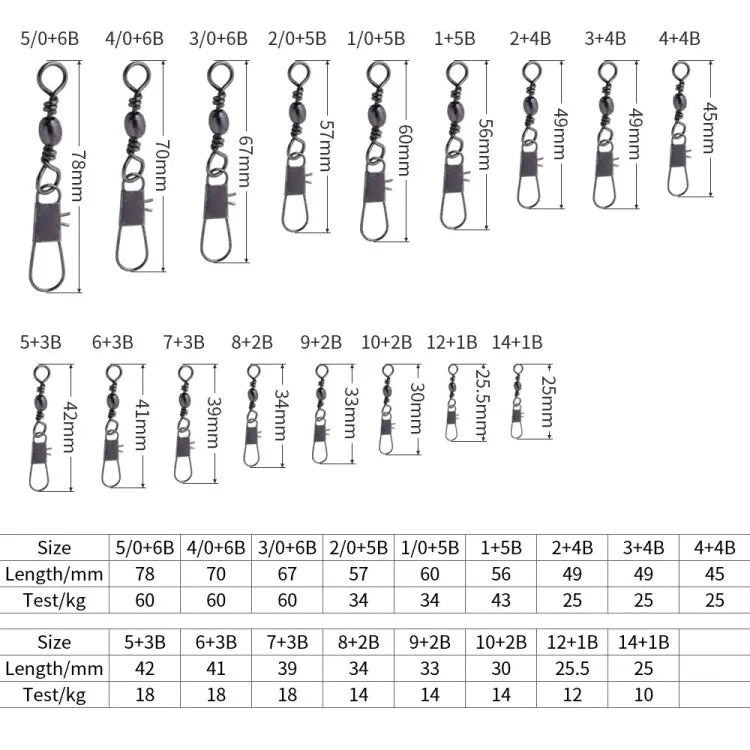 HENGJIA SS007 50pcs/bag B-pin Connector 8 Shape Swivel Loop Accessories, Specification: 4/0 6B (70mm)