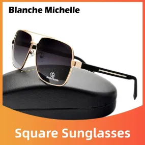 High Quality Square Sunglasses Men Polarized UV400 Sun Glasses Mens Driving Gold Frame Retro Sunglass Oculos 2022 With Box