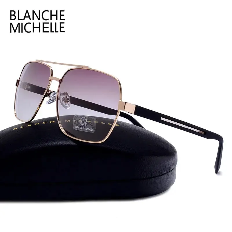 High Quality Square Sunglasses Men Polarized UV400 Sun Glasses Mens Driving Gold Frame Retro Sunglass Oculos 2022 With Box