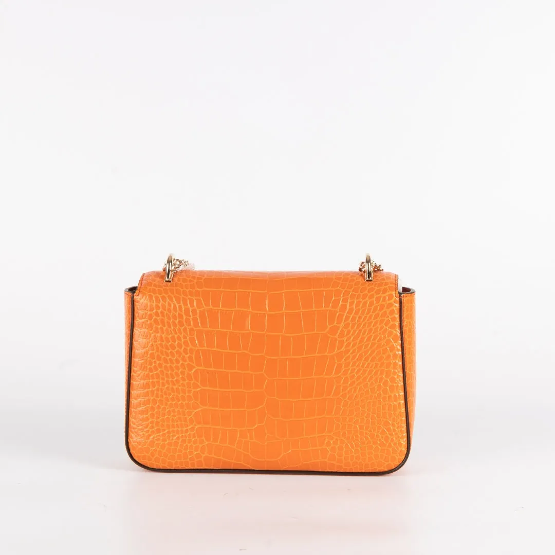 Jimmy Choo Amber Orange Leather Crossbody Bag