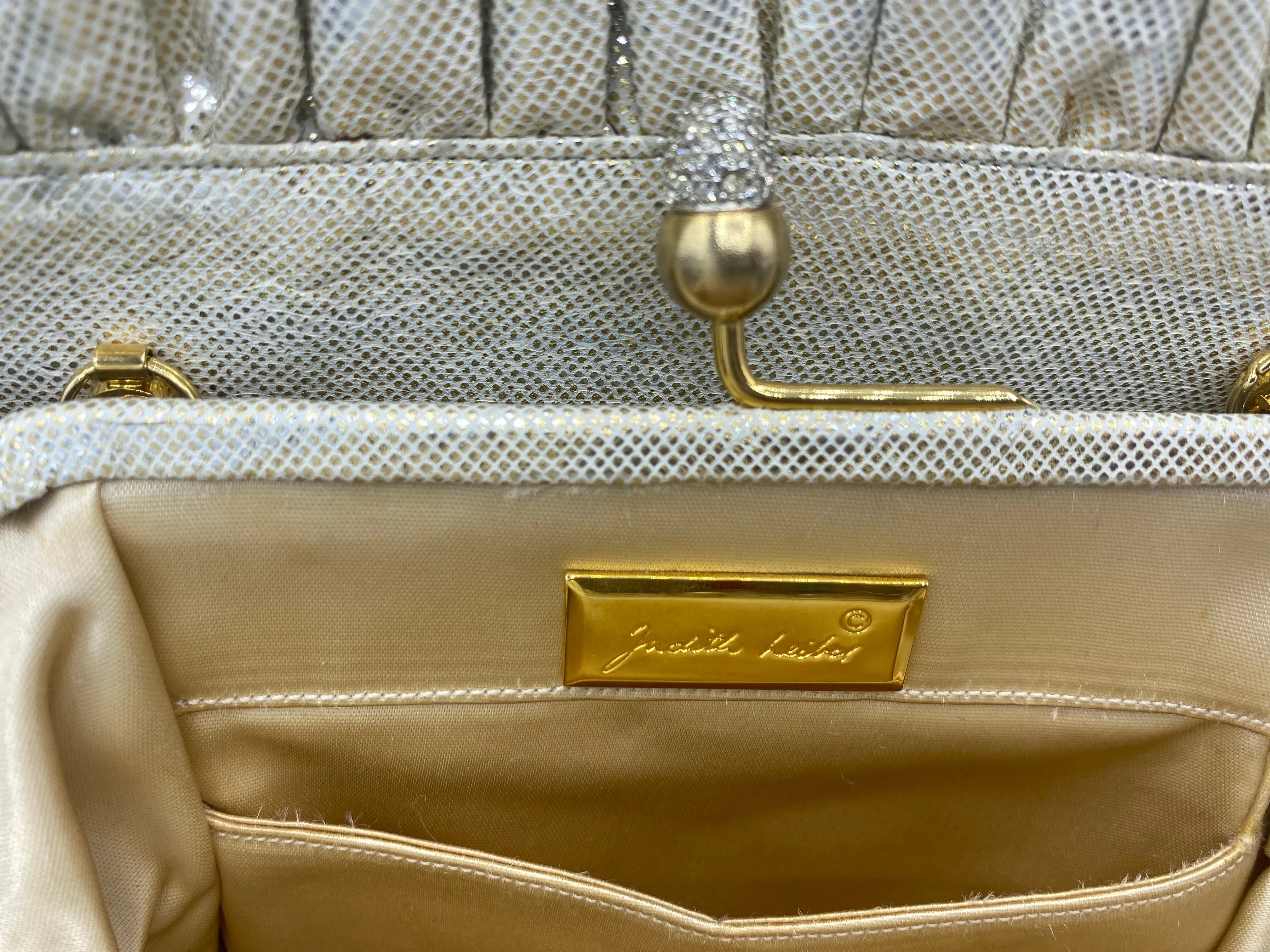 Judith Leiber 90s  Iridescent White Clutch with Kiss Lock