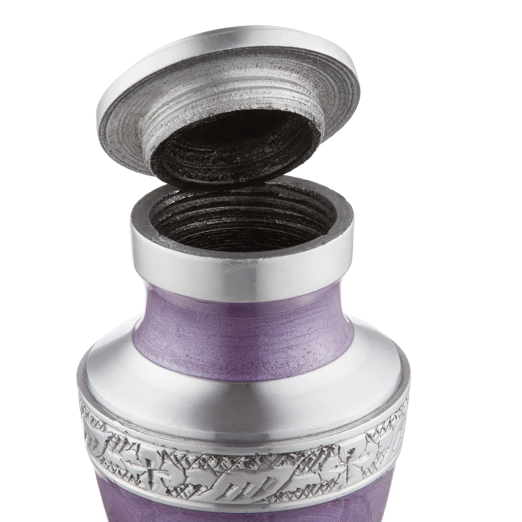 Keepsake Cremation Urn for Human Ashes, Lavender and Silver with Case