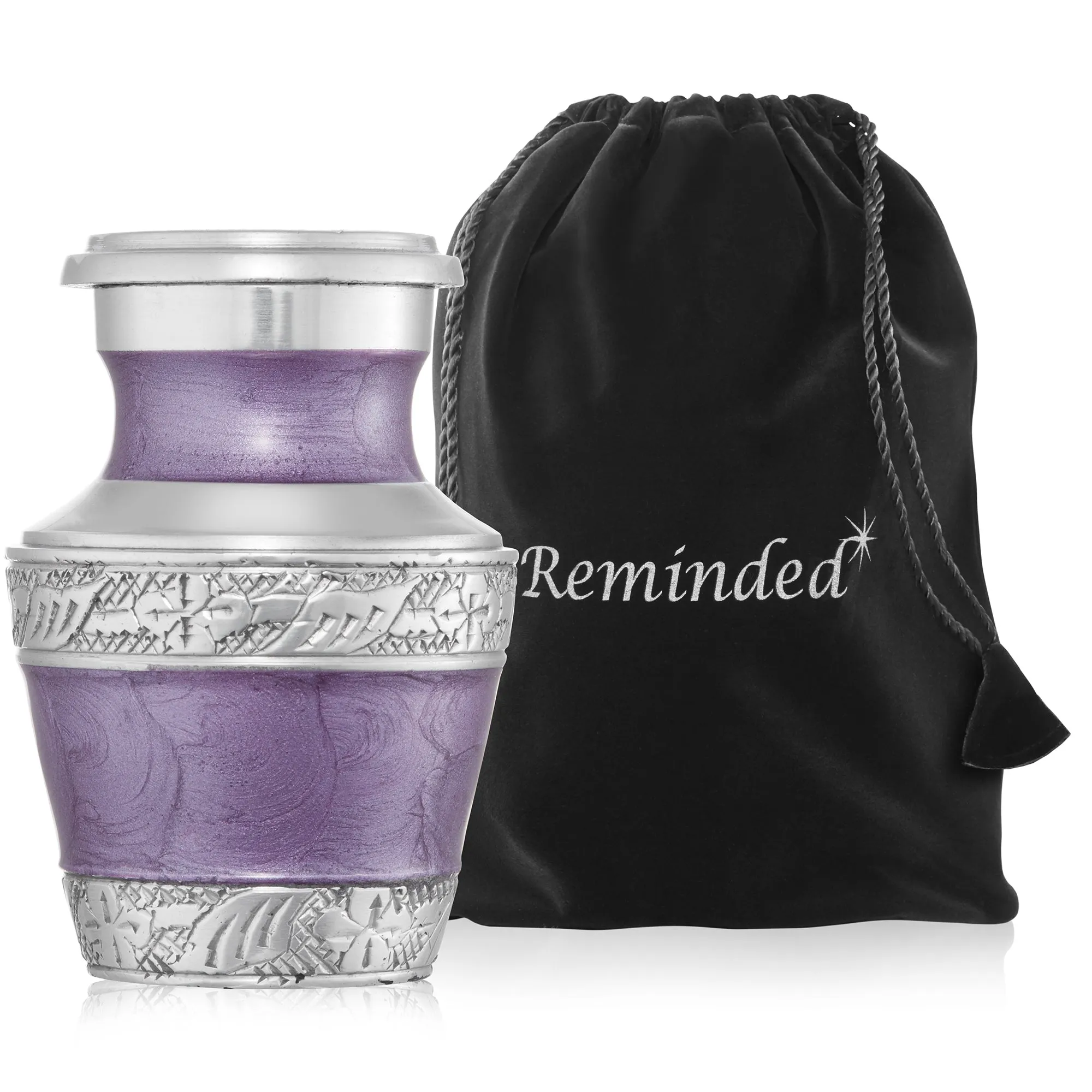 Keepsake Cremation Urn for Human Ashes, Lavender and Silver with Case