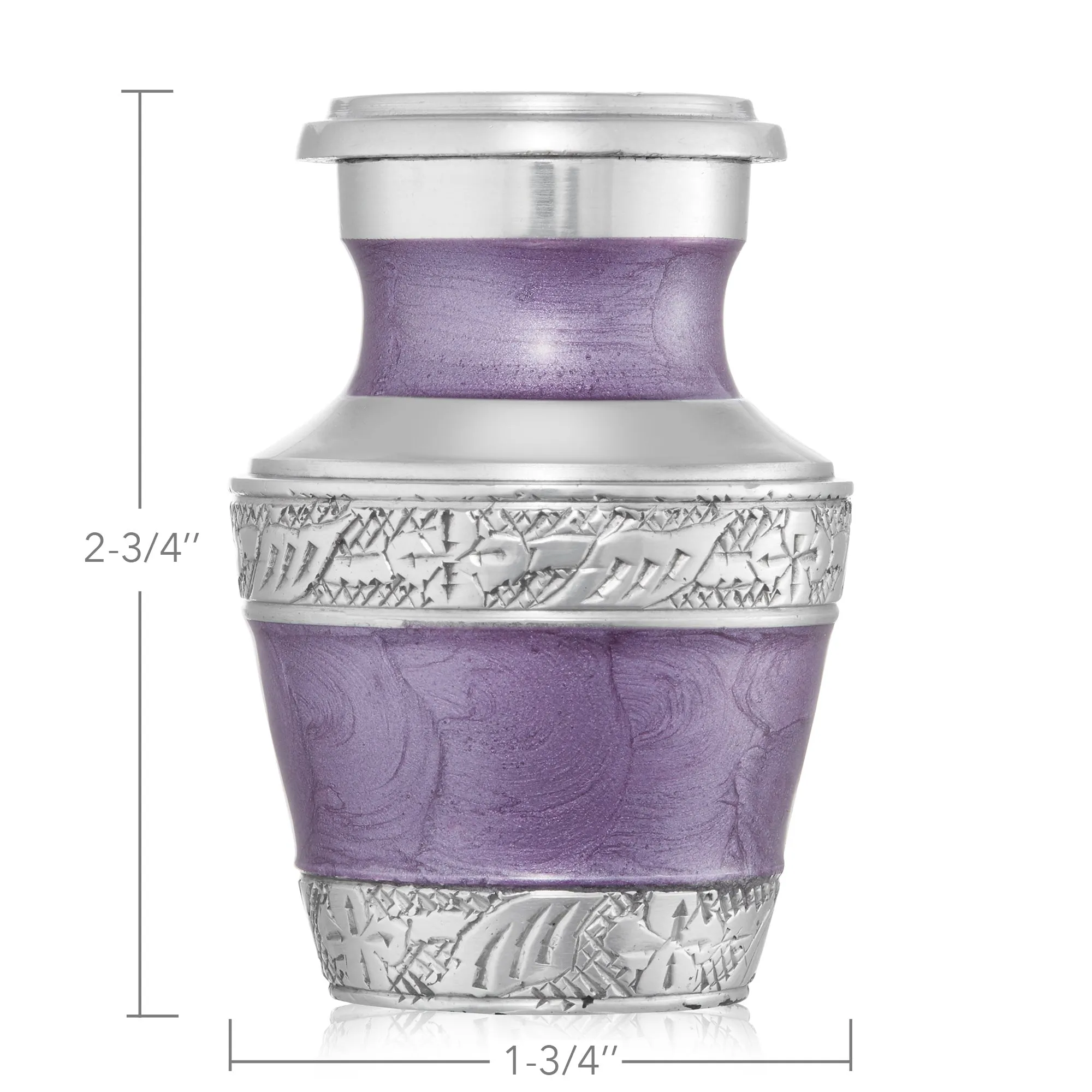 Keepsake Cremation Urn for Human Ashes, Lavender and Silver with Case