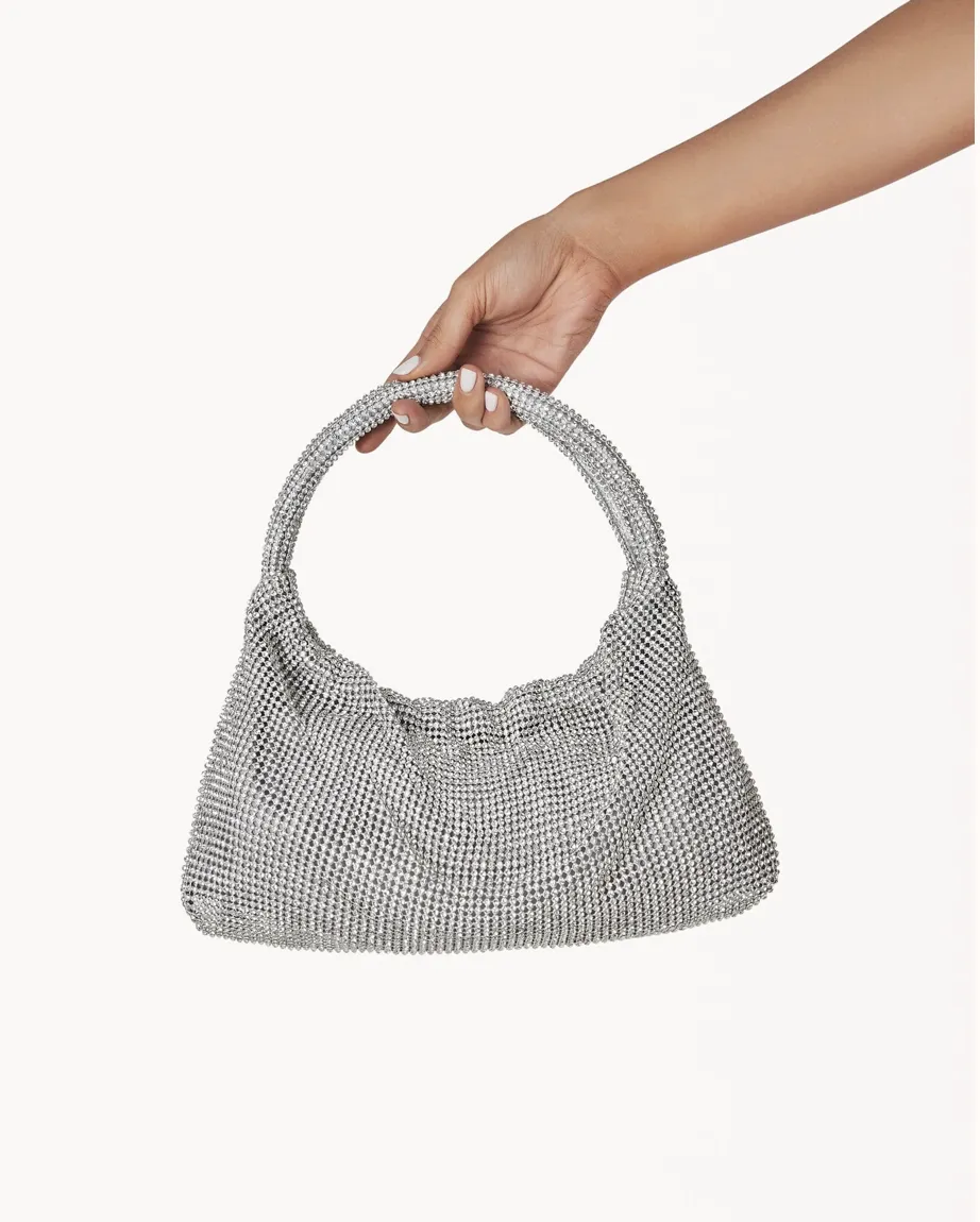 Kerr Handle Evening Bags - Silver Diamante