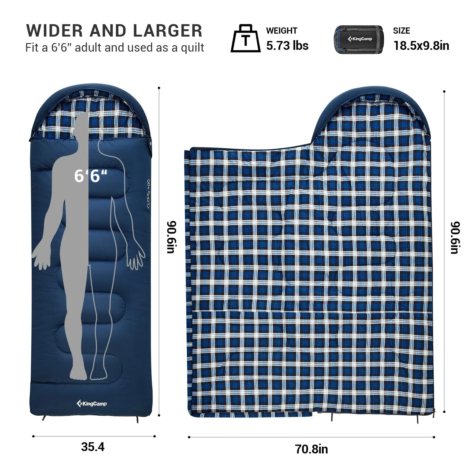 KingCamp Flannel Liner 3 Season Sleeping Bags