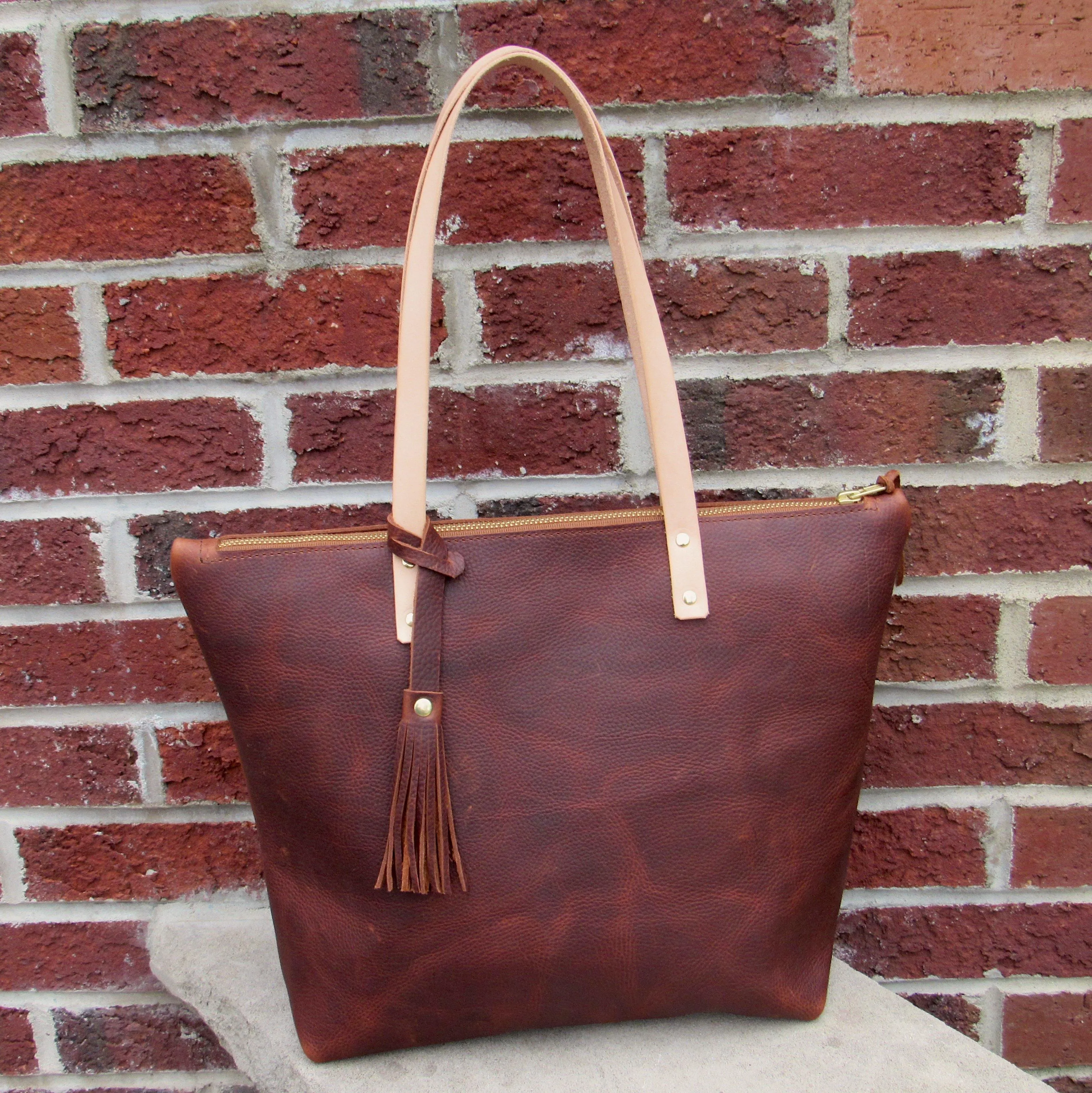 Kodiac Leather Tote Bag With Zipper