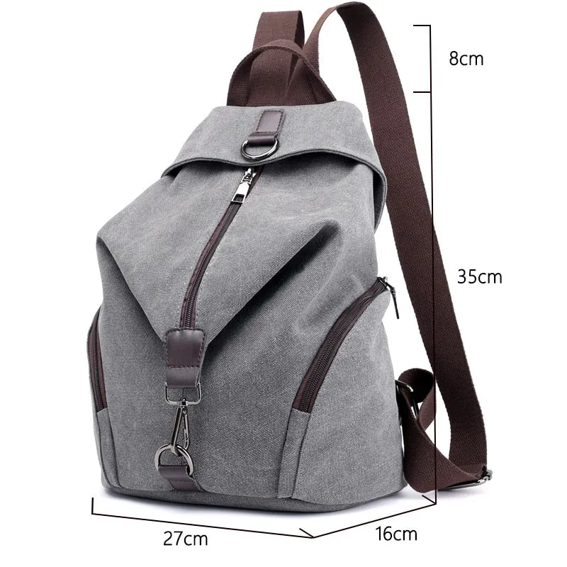 Korean-Inspired Canvas School Backpack for Women