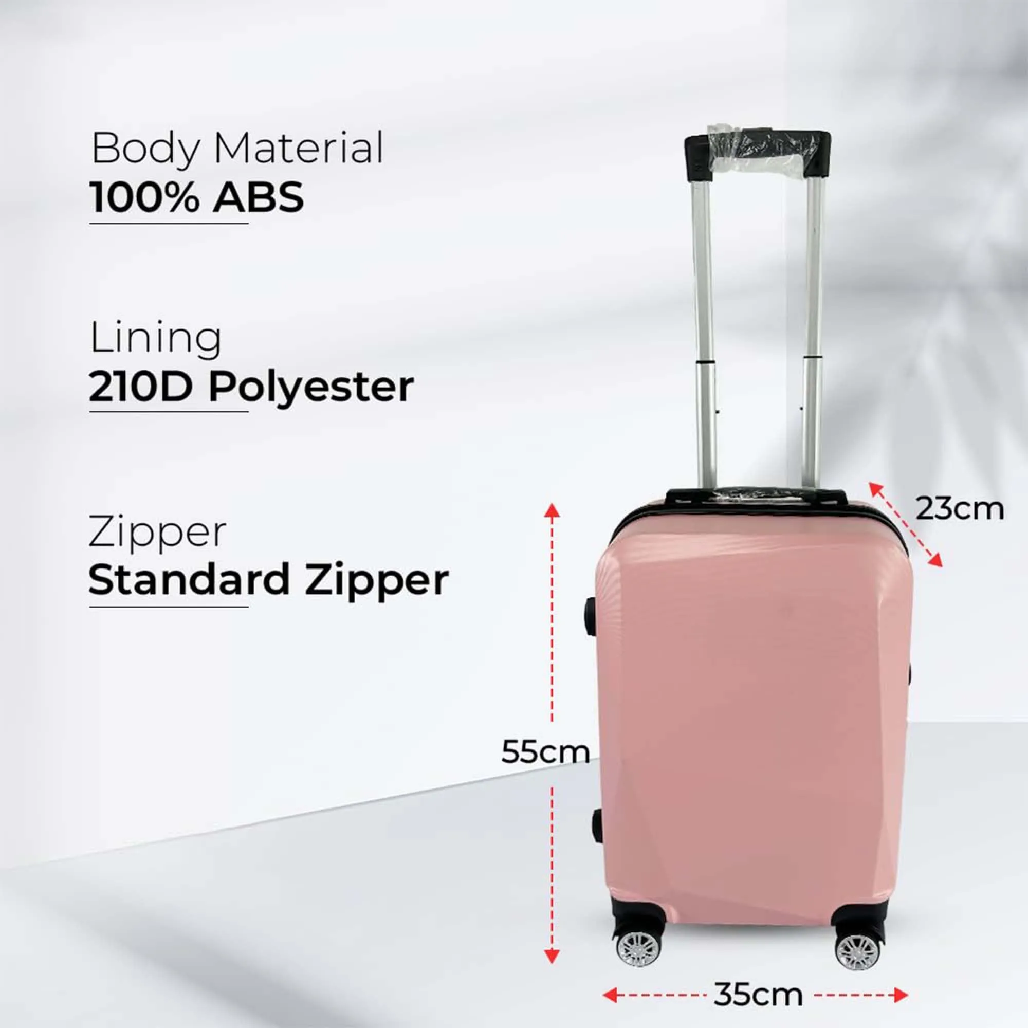 Kuber Industries 20inch Strong & Lightweight Cabin Trolley Bags with 360 Degree Rotating Wheels | Expandable Carry-On Cabin Luggage Suitcase | Bags for Travelling | 600520PNK-Pink