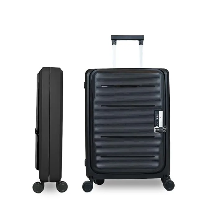 Kuber Industries Luggage Bag | Trolley Bags for Travel | Collapsible Luggage Bag | Travelling Bag | Trolley Bags for Suitcase | Lightweight Luggage Bag | 20B-24B Inch | Black