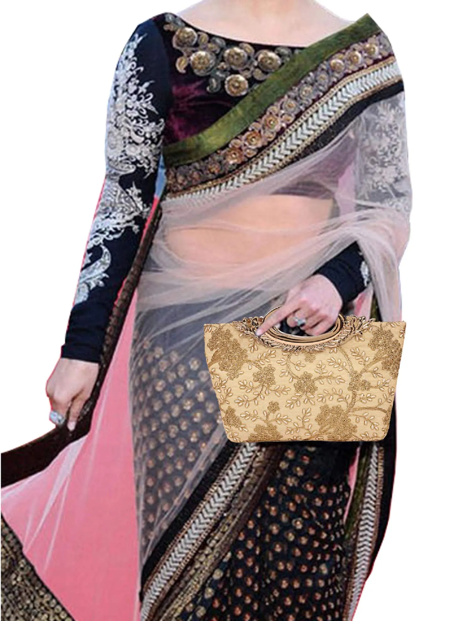 Kuber Industries Silk Clutch Ladies Handbag (Cream) -CTKTC8789