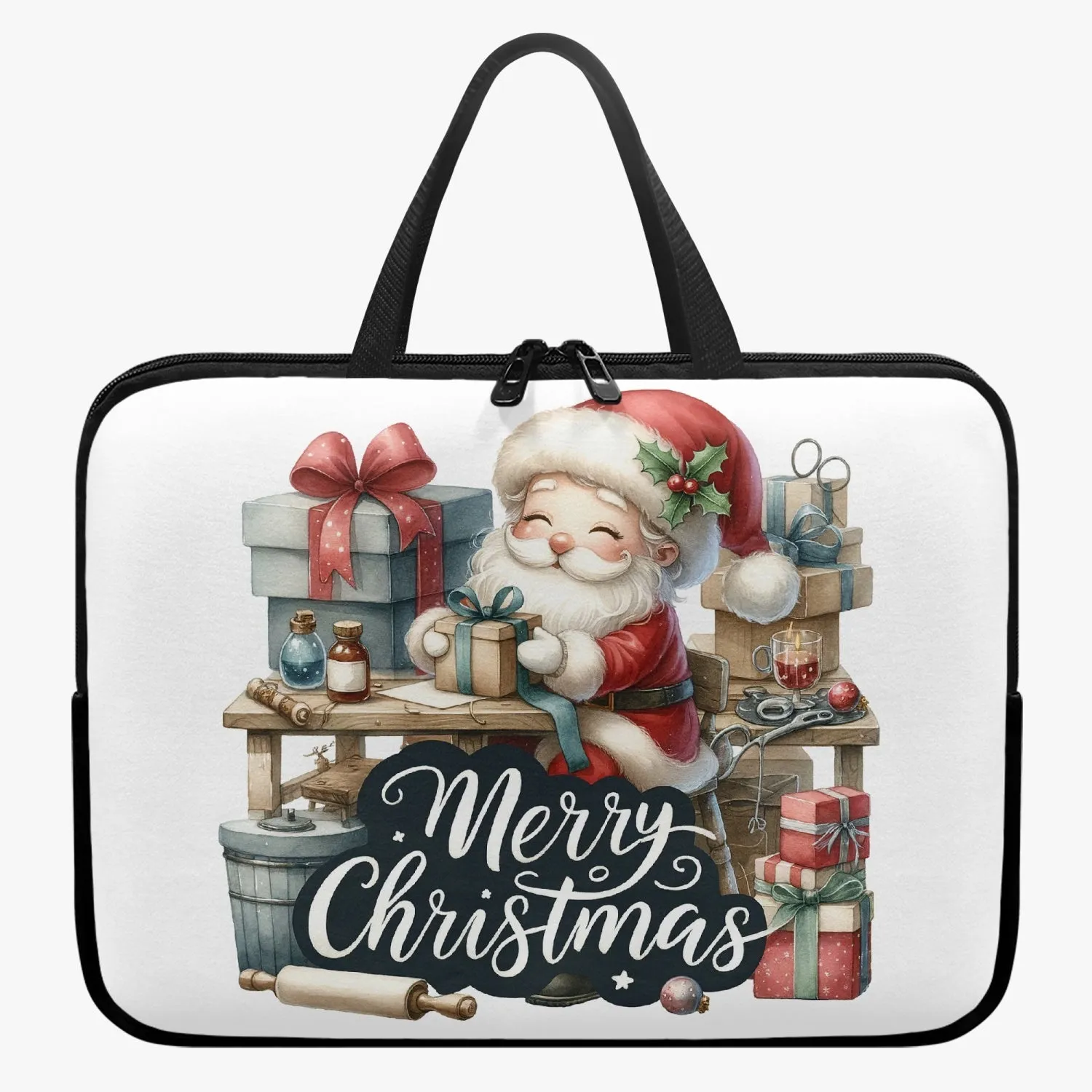 Laptop Sleeve with handles - Christmas, Santa