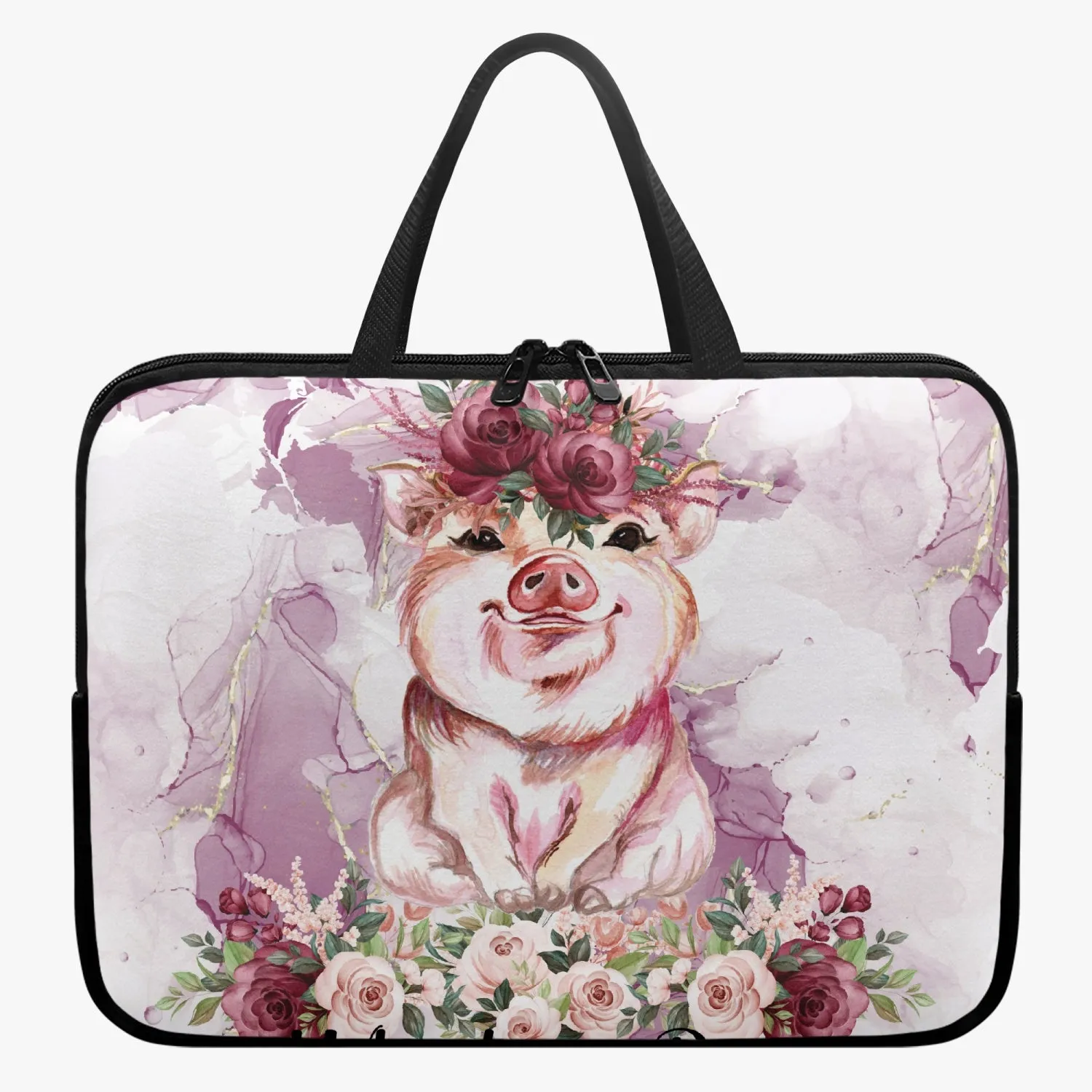 Laptop Sleeve with Handles - Pig