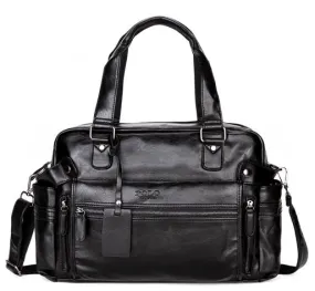 Large Capacity Leather Travel Bag with Front Pocket