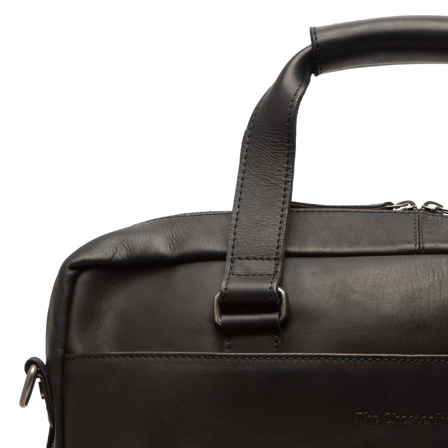 Leather Laptop Bag Black Manhattan