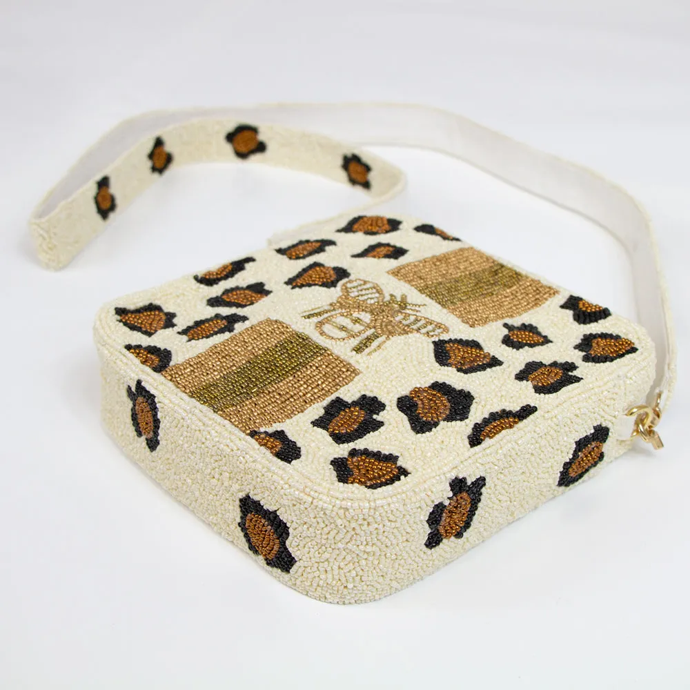 Leopard Print Beaded Box Bag