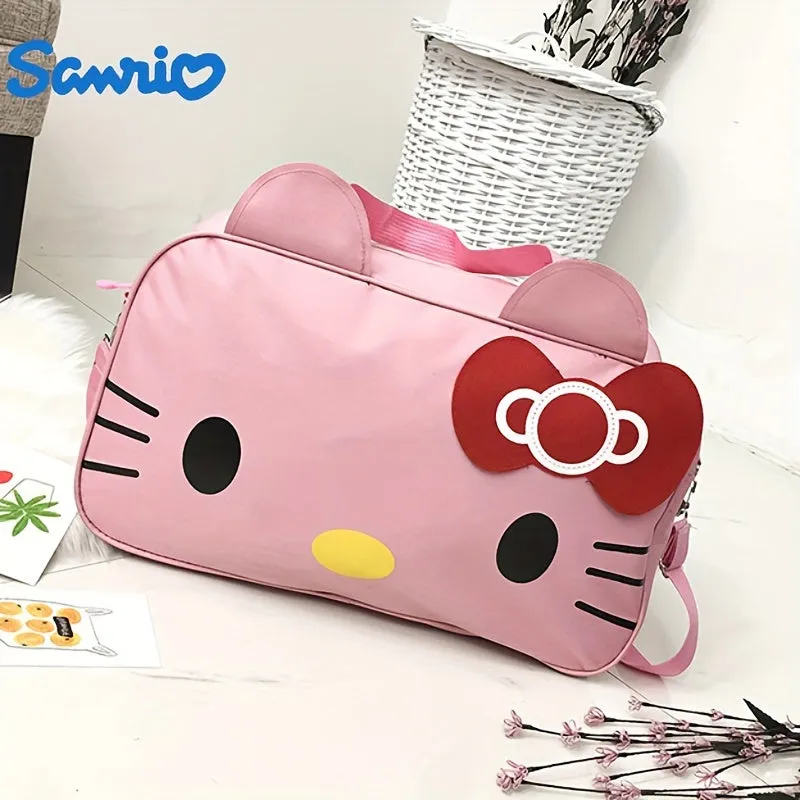 [Licensed] Hello Kitty New 2024 Trendy Travel Bag Waterproof Large Capacity Cute Cartoon KT Luggage Bag Women's Portable Short-distance Travel Bag Sports Bag Shoulder Fitness Bag Travel Storage Bag